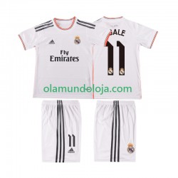 Camisola Real Madrid BALE 11 2013 2014 Retro Criança Equipamento Primeiro Manga Curta